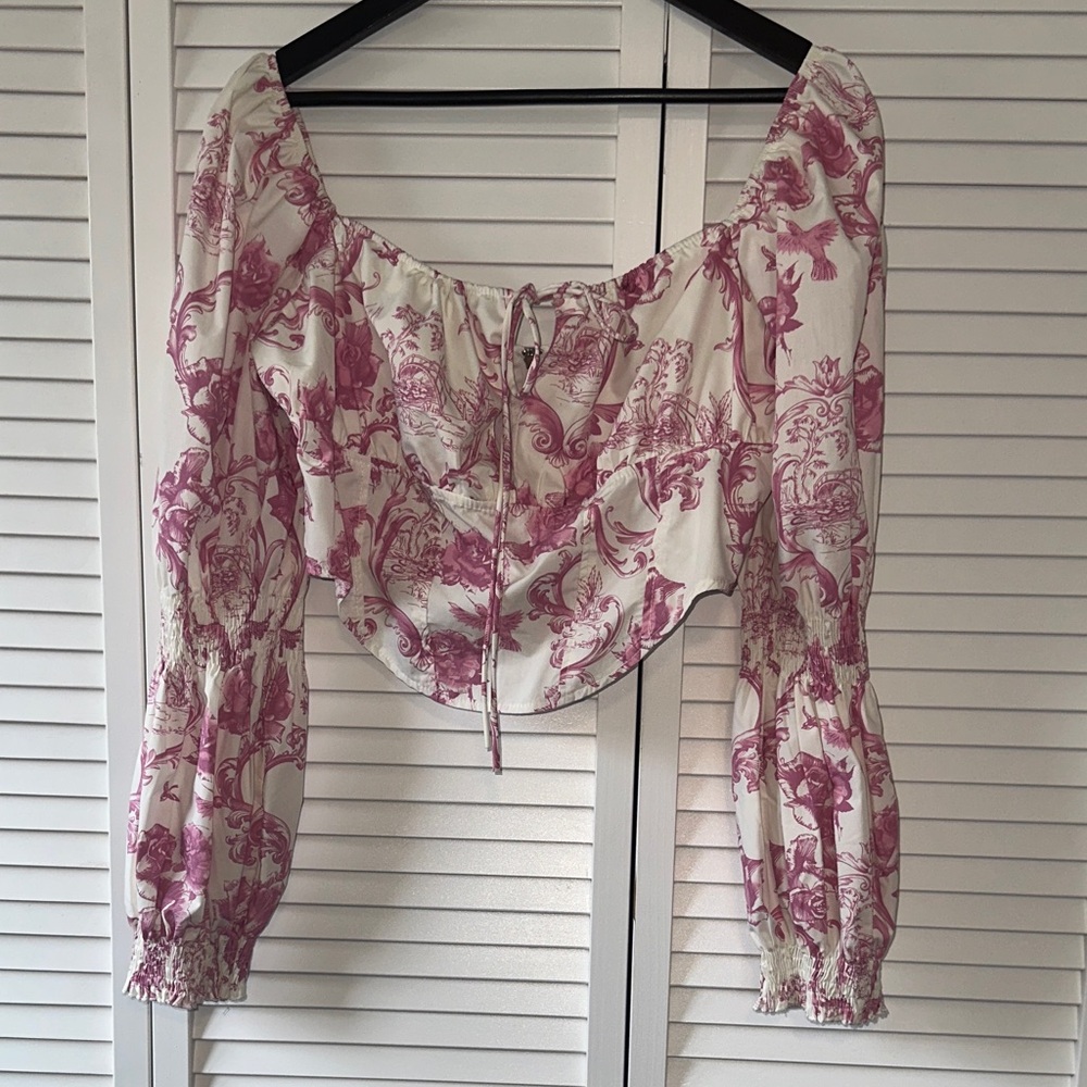 Missguided Pink and White Floral Crop Top